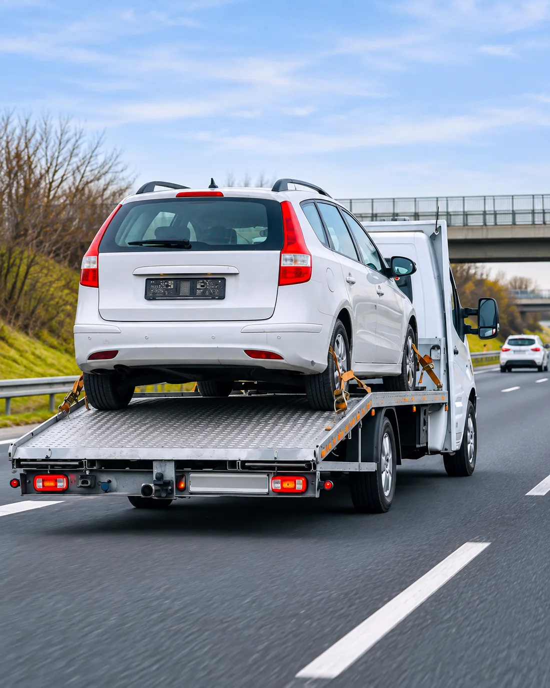 Veículo sendo transportado em caminhão guincho